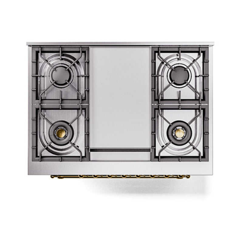 ILVE Nostalgie II Noblesse 36-Inch Dual Fuel Range and Triple Glass Door in Matte Graphite with Brass Trim (UN36FNMPMGG)