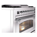 ILVE Nostalgie II Noblesse 36-Inch Propane Gas Dual Fuel Range and Triple Glass Door in Stainless Steel with Chrome Trim (UN36FNMPSSCLP)