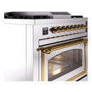 ILVE Nostalgie II Noblesse 36-Inch Natural Gas Dual Fuel Range and Triple Glass Door in Stainless Steel with Brass Trim (UN36FNMPSSG)