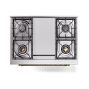 ILVE Nostalgie II Noblesse 36-Inch Propane Gas Dual Fuel Range and Triple Glass Door in Stainless Steel with Brass Trim (UN36FNMPSSGLP)