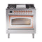 ILVE Nostalgie II Noblesse 36-Inch Dual Fuel Range and Triple Glass Door in Stainless Steel with Copper Trim (UN36FNMPSSP)