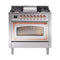 ILVE Nostalgie II Noblesse 36-Inch Propane Gas Dual Fuel Range and Triple Glass Door in Stainless Steel with Copper Trim (UN36FNMPSSPLP)