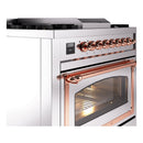 ILVE Nostalgie II Noblesse 36-Inch Natural Gas Dual Fuel Range and Triple Glass Door in Stainless Steel with Copper Trim (UN36FNMPSSP)