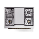 ILVE Nostalgie II Noblesse 36-Inch Propane Gas Dual Fuel Range and Solid Door Oven in Antique White with Bronze Trim (UN36FQNMPAWBLP)