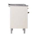 ILVE Nostalgie II Noblesse 36-Inch Natural Gas Dual Fuel Range and Solid Door Oven in Antique White with Bronze Trim (UN36FQNMPAWB)