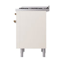ILVE Nostalgie II Noblesse 36-Inch Natural Gas Dual Fuel Range and Solid Door Oven in Antique White with Bronze Trim (UN36FQNMPAWB)