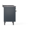 ILVE Nostalgie II Noblesse 36-Inch Natural Gas Dual Fuel Range and Solid Door Oven in Blue Grey with Bronze Trim (UN36FQNMPBGB)