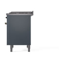 ILVE Nostalgie II Noblesse 36-Inch Propane Gas Dual Fuel Range and Solid Door Oven in Blue Grey with Bronze Trim (UN36FQNMPBGBLP)