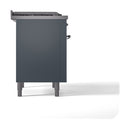 ILVE Nostalgie II Noblesse 36-Inch Natural Gas Dual Fuel Range and Solid Door Oven in Blue Grey with Chrome Trim (UN36FQNMPBGC)