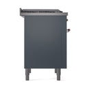 ILVE Nostalgie II Noblesse 36-Inch Propane Gas Dual Fuel Range and Solid Door Oven in Blue Grey with Copper Trim (UN36FQNMPBGPLP)