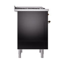 ILVE Nostalgie II Noblesse 36-Inch Propane Gas Dual Fuel Range and Solid Door Oven in Glossy Black with Bronze Trim (UN36FQNMPBKBLP)