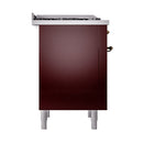 ILVE Nostalgie II Noblesse 36-Inch Propane Gas Dual Fuel Range and Solid Door Oven in Burgundy with Bronze Trim (UN36FQNMPBUBLP)