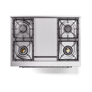 ILVE Nostalgie II Noblesse 36-Inch Natural Gas Dual Fuel Range and Solid Door Oven in Burgundy with Chrome Trim (UN36FQNMPBUC)