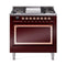 ILVE Nostalgie II Noblesse 36-Inch Propane Gas Dual Fuel Range and Solid Door Oven in Burgundy with Copper Trim (UN36FQNMPBUPLP)