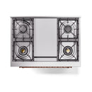 ILVE Nostalgie II Noblesse 36-Inch Natural Gas Dual Fuel Range and Solid Door Oven in Burgundy with Copper Trim (UN36FQNMPBUP)