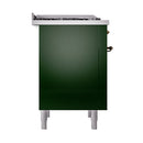 ILVE Nostalgie II Noblesse 36-Inch Propane Gas Dual Fuel Range and Solid Door Oven in Emerald Green with Bronze Trim (UN36FQNMPEGBLP)