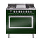 ILVE Nostalgie II Noblesse 36-Inch Propane Gas Dual Fuel Range and Solid Door Oven in Emerald Green with Chrome Trim (UN36FQNMPEGCLP)