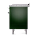 ILVE Nostalgie II Noblesse 36-Inch Propane Gas Dual Fuel Range and Solid Door Oven in Emerald Green with Chrome Trim (UN36FQNMPEGCLP)
