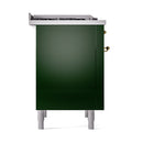 ILVE Nostalgie II Noblesse 36-Inch Propane Gas Dual Fuel Range and Solid Door Oven in Emerald Green with Brass Trim (UN36FQNMPEGGLP)