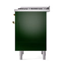 ILVE Nostalgie II Noblesse 36-Inch Propane Gas Dual Fuel Range and Solid Door Oven in Emerald Green with Brass Trim (UN36FQNMPEGGLP)