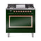 ILVE Nostalgie II Noblesse 36-Inch Propane Gas Dual Fuel Range and Solid Door Oven in Emerald Green with Copper Trim (UN36FQNMPEGPLP)