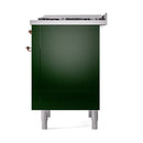 ILVE Nostalgie II Noblesse 36-Inch Propane Gas Dual Fuel Range and Solid Door Oven in Emerald Green with Copper Trim (UN36FQNMPEGPLP)