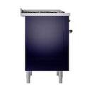 ILVE Nostalgie II Noblesse 36-Inch Propane Gas Dual Fuel Range and Solid Door Oven in Midnight Blue with Bronze Trim (UN36FQNMPMBBLP)