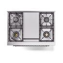 ILVE Nostalgie II Noblesse 36-Inch Propane Gas Dual Fuel Range and Solid Door Oven in Midnight Blue with Chrome Trim (UN36FQNMPMBCLP)