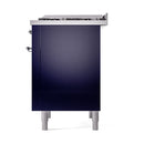 ILVE Nostalgie II Noblesse 36-Inch Propane Gas Dual Fuel Range and Solid Door Oven in Midnight Blue with Chrome Trim (UN36FQNMPMBCLP)