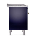 ILVE Nostalgie II Noblesse 36-Inch Propane Gas Dual Fuel Range and Solid Door Oven in Midnight Blue with Brass Trim (UN36FQNMPMBGLP)