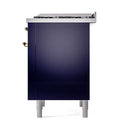 ILVE Nostalgie II Noblesse 36-Inch Propane Gas Dual Fuel Range and Solid Door Oven in Midnight Blue with Brass Trim (UN36FQNMPMBGLP)