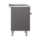 ILVE Nostalgie II Noblesse 36-Inch Propane Gas Dual Fuel Range and Solid Door Oven in Matte Graphite with Bronze Trim (UN36FQNMPMGBLP)