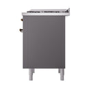ILVE Nostalgie II Noblesse 36-Inch Natural Gas Dual Fuel Range and Solid Door Oven in Matte Graphite with Bronze Trim (UN36FQNMPMGB)