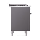 ILVE Nostalgie II Noblesse 36-Inch Natural Gas Dual Fuel Range and Solid Door Oven in Matte Graphite with Chrome Trim (UN36FQNMPMGC)