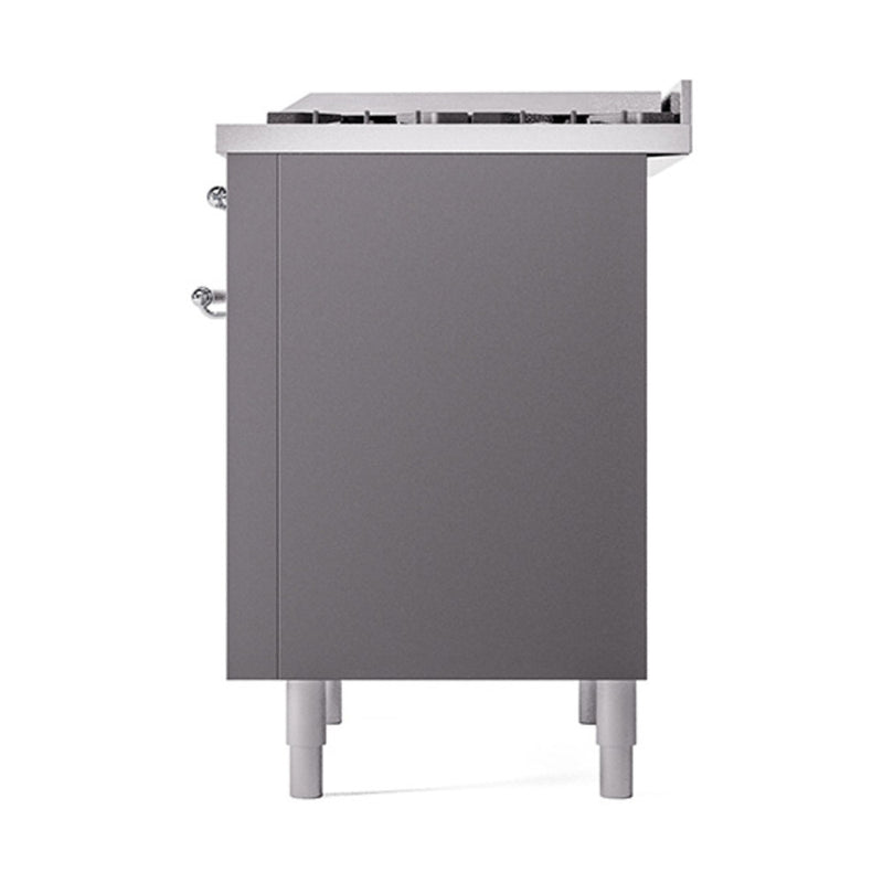 ILVE Nostalgie II Noblesse 36-Inch Dual Fuel Range and Solid Door Oven in Matte Graphite with Chrome Trim (UN36FQNMPMGC)