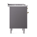 ILVE Nostalgie II Noblesse 36-Inch Natural Gas Dual Fuel Range and Solid Door Oven in Matte Graphite with Brass Trim (UN36FQNMPMGG)