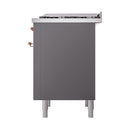 ILVE Nostalgie II Noblesse 36-Inch Propane Gas Dual Fuel Range and Solid Door Oven in Matte Graphite with Copper Trim (UN36FQNMPMGPLP)