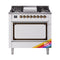 ILVE Nostalgie II Noblesse 36-Inch Natural Gas Dual Fuel Range and Solid Door Oven in Custom RAL with Bronze Trim (UN36FQNMPRAB)