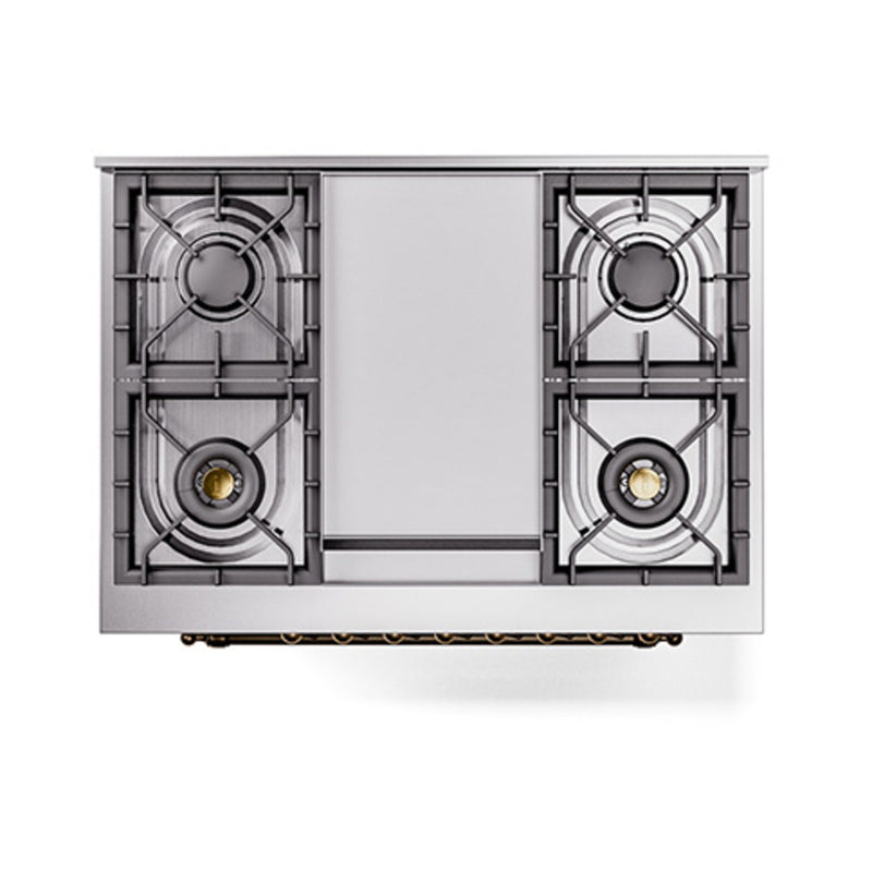 ILVE Nostalgie II Noblesse 36-Inch Dual Fuel Range and Solid Door Oven in Custom RAL with Bronze Trim (UN36FQNMPRAB)