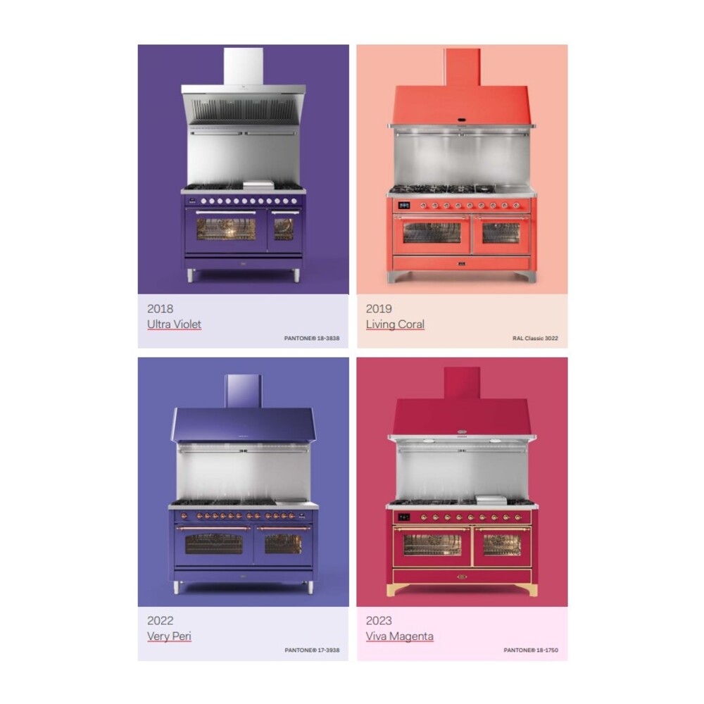 Range color lineup featuring Violet, Living Coral, Very Peri, and Viva Magenta