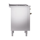 ILVE Nostalgie II Noblesse 36-Inch Propane Gas Dual Fuel Range and Solid Door Oven in Stainless Steel with Bronze Trim (UN36FQNMPSSBLP)