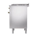 ILVE Nostalgie II Noblesse 36-Inch Propane Gas Dual Fuel Range and Solid Door Oven in Stainless Steel with Bronze Trim (UN36FQNMPSSBLP)