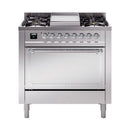 ILVE Nostalgie II Noblesse 36-Inch Propane Gas Dual Fuel Range and Solid Door Oven in Stainless Steel with Chrome Trim (UN36FQNMPSSCLP)