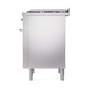 ILVE Nostalgie II Noblesse 36-Inch Natural Gas Dual Fuel Range and Solid Door Oven in Stainless Steel with Chrome Trim (UN36FQNMPSSC)