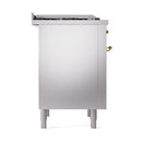 ILVE Nostalgie II Noblesse 36-Inch Natural Gas Dual Fuel Range and Solid Door Oven in Stainless Steel with Brass Trim (UN36FQNMPSSG)