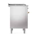 ILVE Nostalgie II Noblesse 36-Inch Propane Gas Dual Fuel Range and Solid Door Oven in Stainless Steel with Brass Trim (UN36FQNMPSSGLP)