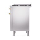 ILVE Nostalgie II Noblesse 36-Inch Natural Gas Dual Fuel Range and Solid Door Oven in Stainless Steel with Brass Trim (UN36FQNMPSSG)