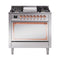 ILVE Nostalgie II Noblesse 36-Inch Propane Gas Dual Fuel Range and Solid Door Oven in Stainless Steel with Copper Trim (UN36FQNMPSSPLP)