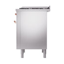 ILVE Nostalgie II Noblesse 36-Inch Propane Gas Dual Fuel Range and Solid Door Oven in Stainless Steel with Copper Trim (UN36FQNMPSSPLP)