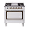 ILVE Nostalgie II Noblesse 36-Inch Propane Gas Dual Fuel Range and Solid Door Oven in White with Bronze Trim (UN36FQNMPWHBLP)